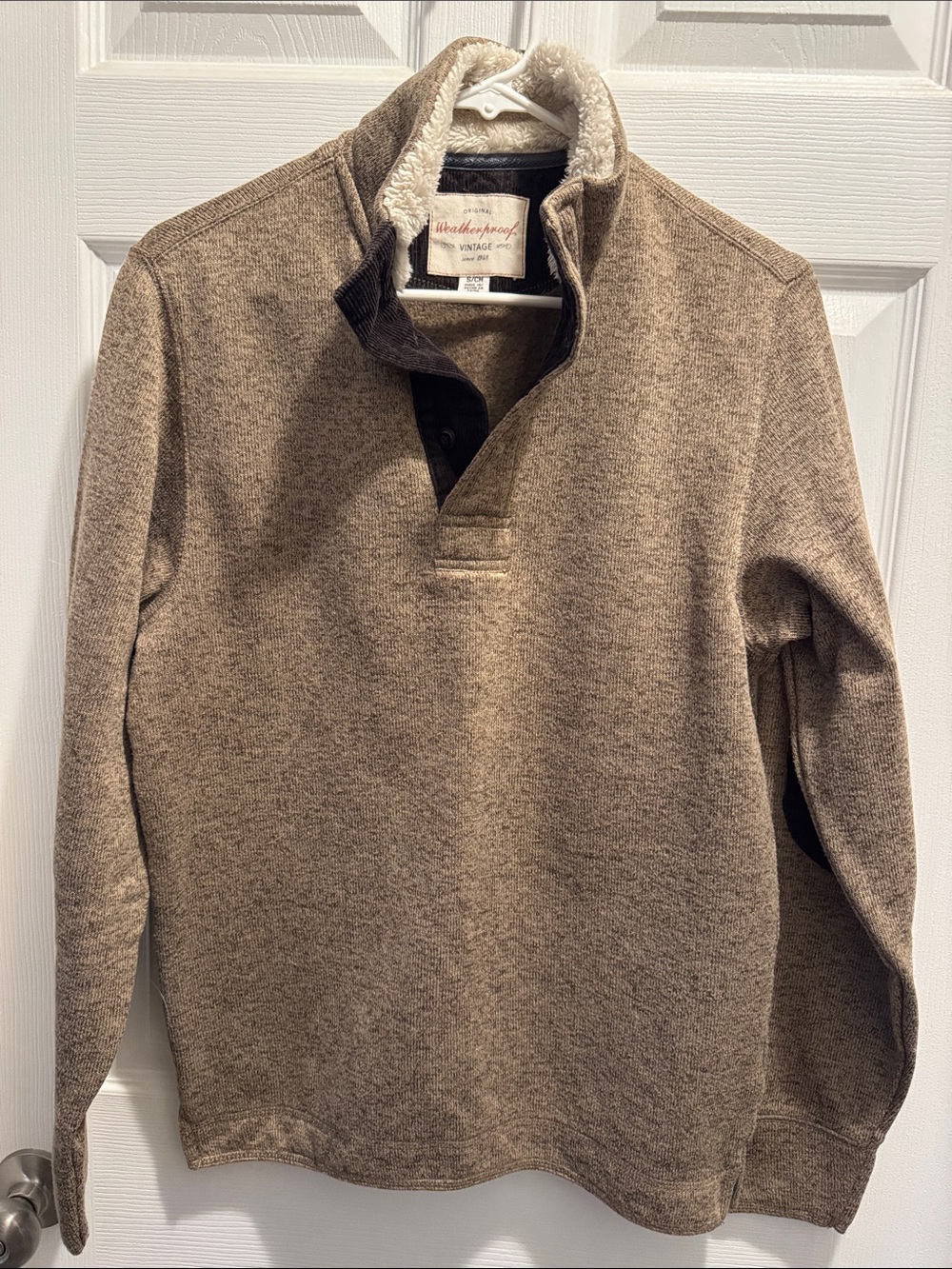 Weatherproof Men's Taupe Sherpa-Lined Quarter Button Pullover